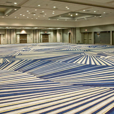 バンケットホール 床 立方形 防火ナイロン カーペット 2m x 4m 青いストライプデザイン