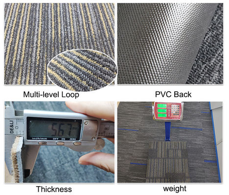 積み上げ高さ 4mm 650g/sqm 50x50cm 広角タイル オフィスカーペット モダンデザイン 100%ナイロン