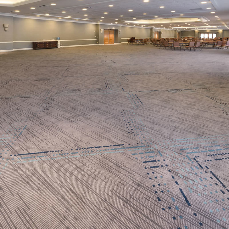 オーダーメイド バックリング ブロードルーム ナイロンカーペット 2m x 4m ホテルの廊下用 青いストライプ付き 防火