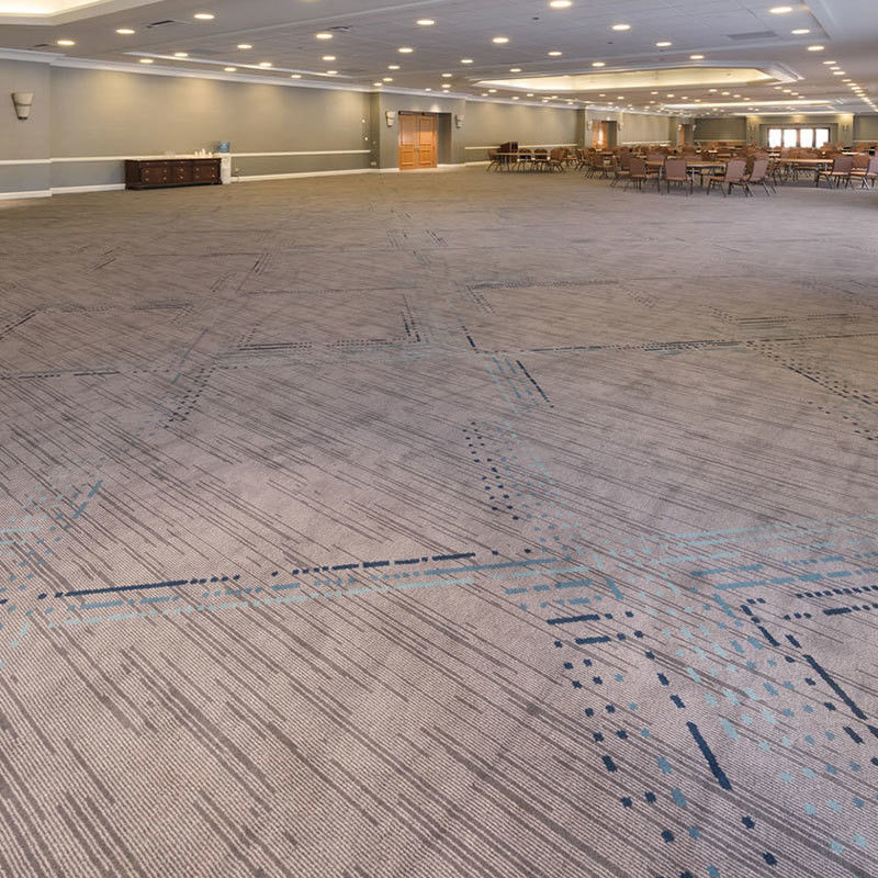 バンケットホール 床 立方形 防火ナイロン カーペット 2m x 4m 青いストライプデザイン